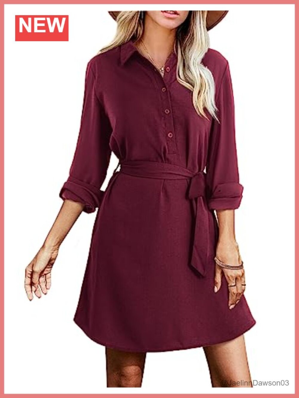 Womens Long Sleeve Button Down Shirt Dress with Pockets Chiffon Work